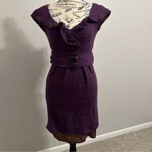 Lovely Nanette Lepore Purple Plaid Sheath Dress Size 4